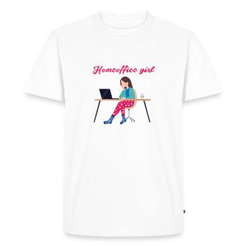 homeoffice girl, home office, work, office - Men's Premium Organic T-Shirt - white - Front - Nico (187cm)
