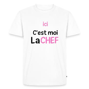 ici c'est moi la chef - T-shirt Premium bio Homme - blanc - Devant - Nico (187cm)