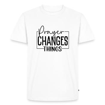 Prayer Changes Things - Men's Premium Organic T-Shirt - white - Front - Nico (187cm)