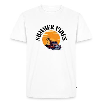 Ambiance estivale | Palmiers et Me(e)hr - T-shirt Premium bio Homme - blanc - Devant - Nico (187cm)