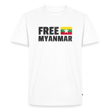 Free Myanmar: Support Myanmar's Freedom - Men's Premium Organic T-Shirt - white - Front - Nico (187cm)