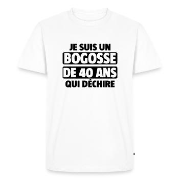 homme de 40 ans / cadeau anniversaire 40 ans - T-shirt Premium bio Homme - blanc - Devant - Nico (187cm)