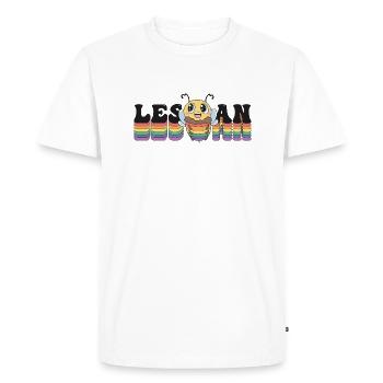 Les Bee An - Fierté lesbienne LGBT - Mais d’abord, - T-shirt Premium bio Homme - blanc - Devant - Nico (187cm)