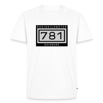 Rhin kilomètre 781 Duisbourg - T-shirt Premium bio Homme - blanc - Devant - Nico (187cm)