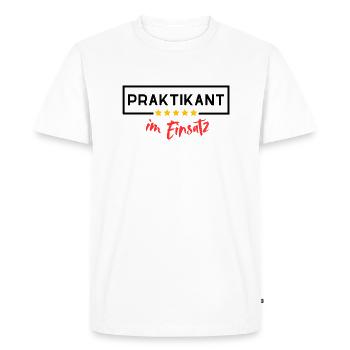 Intern in action - Men's Premium Organic T-Shirt - white - Front - Nico (187cm)