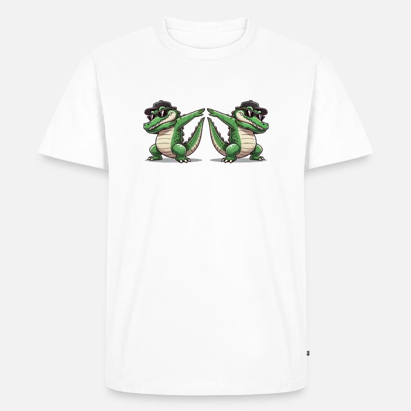 Krokodil Comic Dabbing 2 - Männer Premium Bio T-Shirt - Weiß
