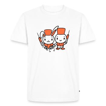 Bunny Bird Chick Doctor Seringue Équipe 2 Amis Équipage - T-shirt Premium bio Homme - blanc - Devant - Nico (187cm)