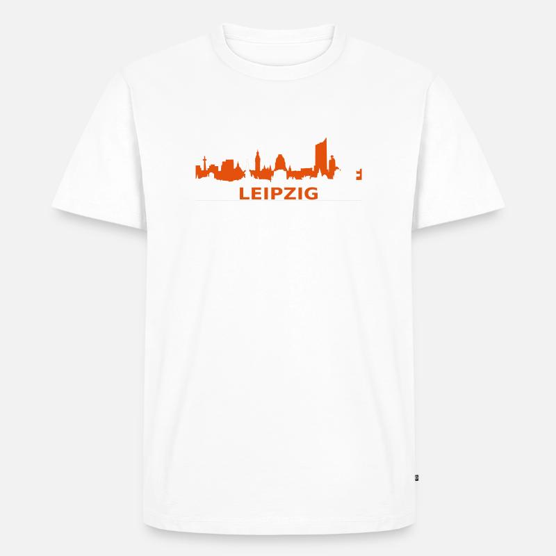 Skyline Leipzig - Männer Premium Bio T-Shirt - Weiß