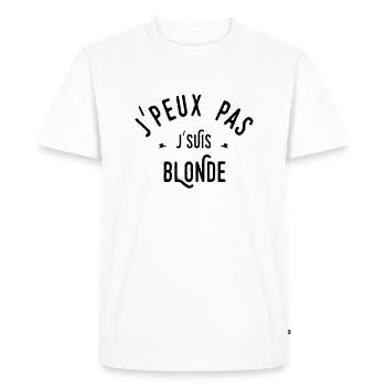 j'peux j'suis blonde - T-shirt Premium bio Homme - blanc - Devant - Nico (187cm)