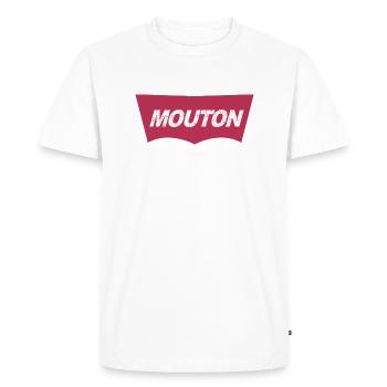 Mouton grunge rose rouge parodie, drôle, humour - T-shirt Premium bio Homme - blanc - Devant - Nico (187cm)