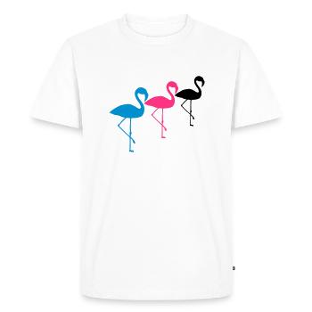 équipe d'équipage 3 amis silhouette contour flamant cli - T-shirt Premium bio Homme - blanc - Devant - Nico (187cm)