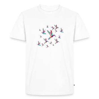 coloré, troupeau, illustration, colibri, oiseaux, oiseau, - T-shirt Premium bio Homme - blanc - Devant - Nico (187cm)