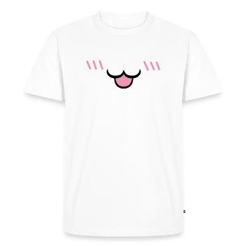 00254 Chat rougissant bouche ouverte - T-shirt Premium bio Homme - blanc - Devant - Nico (187cm)