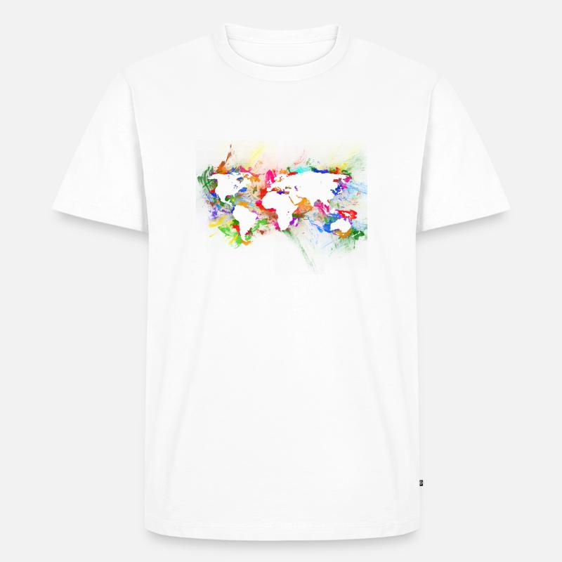 WORLD MAP abstract - Männer Premium Bio T-Shirt - Weiß