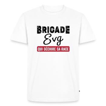 Brigade Evg Cadeau Homme Evg Humour Drôle - T-shirt Premium bio Homme - blanc - Devant - Nico (187cm)