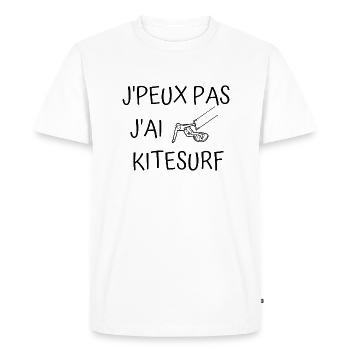 Je peux pas j'ai kitesurf - T-shirt Premium bio Homme - blanc - Devant - Nico (187cm)