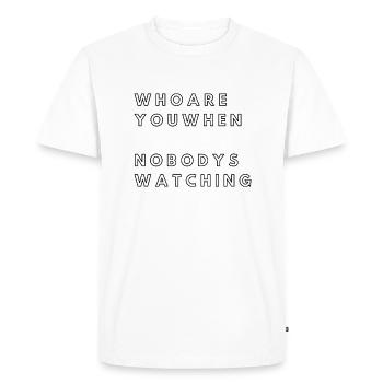 COMMENT ALLEZ-VOUS QUAND PERSONNE NE REGARDE - T-shirt Premium bio Homme - blanc - Devant - Nico (187cm)
