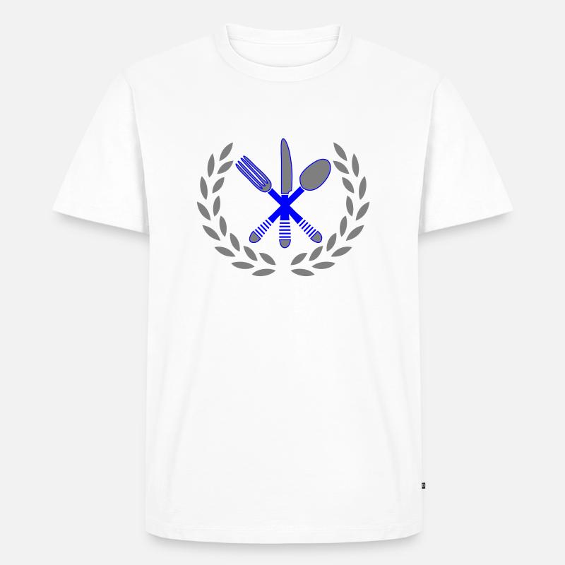 besteck kochen - Männer Premium Bio T-Shirt - Weiß
