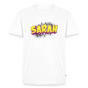 Sarah Custom Name Comic Book Style Pop Art, Sarah - Men's Premium Organic T-Shirt - white - Front - Nico (187cm)
