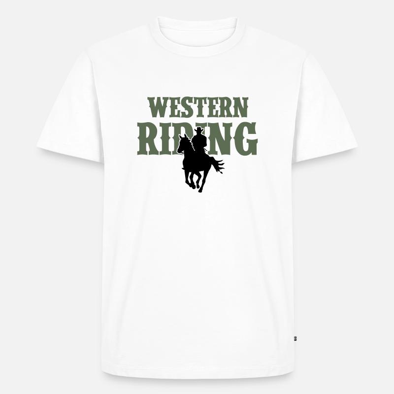 Western Reiten Mann - Männer Premium Bio T-Shirt - Weiß