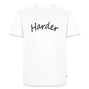 Harder - Men's Premium Organic T-Shirt - white - Front - Nico (187cm)