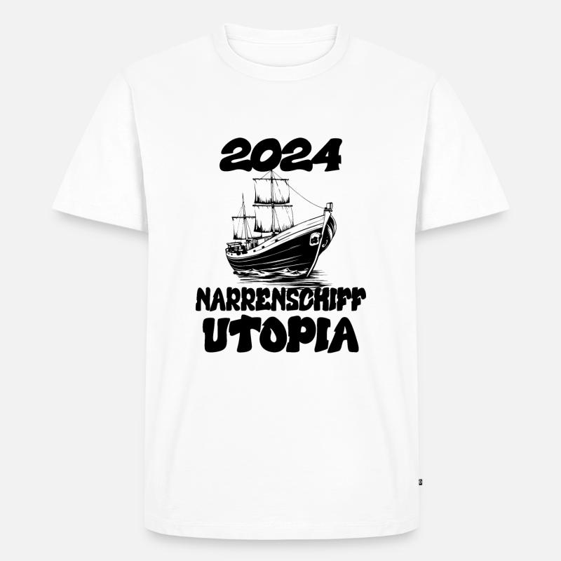 Narrenschiff Utopi, 2024 - Männer Premium Bio T-Shirt - Weiß