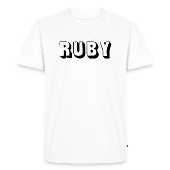 Nom - Ruby - T-shirt Premium bio Homme - blanc - Devant - Nico (187cm)