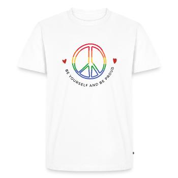 LGBTQ PRIDE Peace 2024 - Men's Premium Organic T-Shirt - white - Front - Nico (187cm)