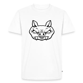 Méchant Sanglier Sanglier Dangereux Cochon Comique - T-shirt Premium bio Homme - blanc - Devant - Nico (187cm)