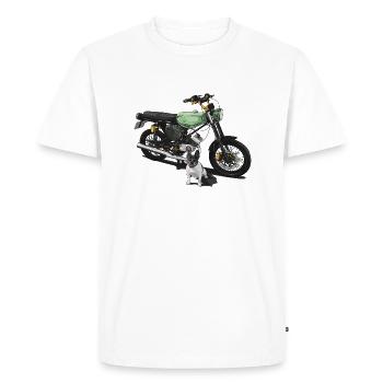 S51 (turquoise) + Bulldog // Illustration - T-shirt Premium bio Homme - blanc - Devant - Nico (187cm)