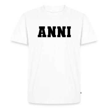 Name - Anni - Men's Premium Organic T-Shirt - white - Front - Nico (187cm)