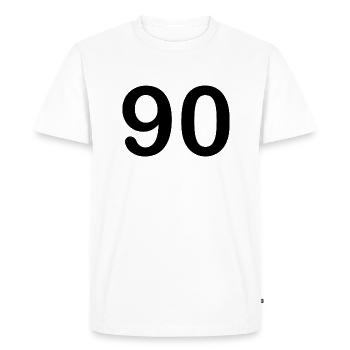 90. 90 ANS. 90e ANNIVERSAIRE. ANNIVERSAIRE 90 ANS. - T-shirt Premium bio Homme - blanc - Devant - Nico (187cm)