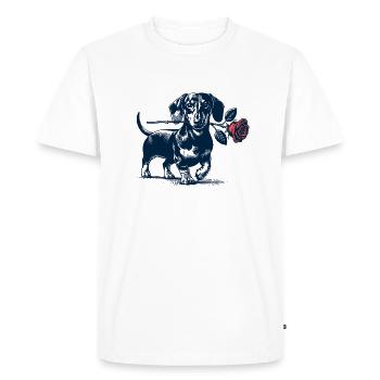 Dachshund with Rose - Men's Premium Organic T-Shirt - white - Front - Nico (187cm)
