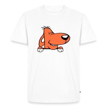 chien derrière le mur clôture signe peeps drôle coquin - T-shirt Premium bio Homme - blanc - Devant - Nico (187cm)