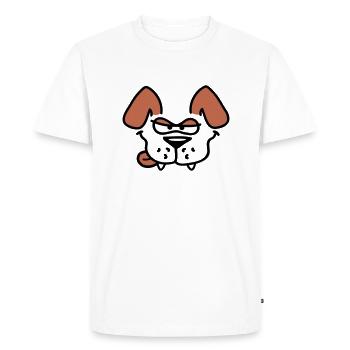 Le chien a l’air méchant Dangereux Drôle Lèche la langue - T-shirt Premium bio Homme - blanc - Devant - Nico (187cm)