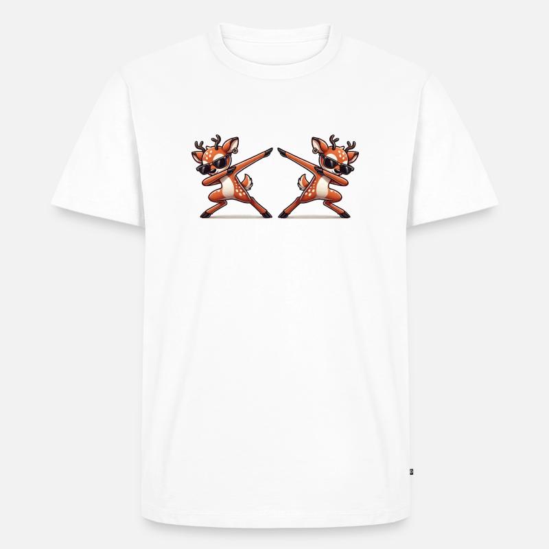 Deer Comic Dabbing 2 - Men's Premium Organic T-Shirt - white