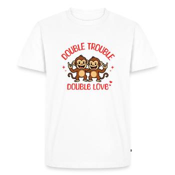 Gémeaux Frère ou sœur Double Trouble Singe Amour - T-shirt Premium bio Homme - blanc - Devant - Nico (187cm)