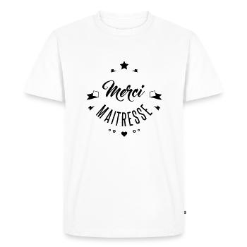 Merci maitresse - T-shirt Premium bio Homme - blanc - Devant - Nico (187cm)