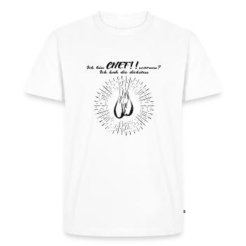 Je suis chef des œufs testicules Proverbes - T-shirt Premium bio Homme - blanc - Devant - Nico (187cm)