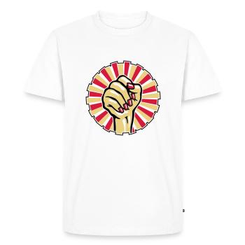 Poing peint une femme avec rouge - T-shirt Premium bio Homme - blanc - Devant - Nico (187cm)