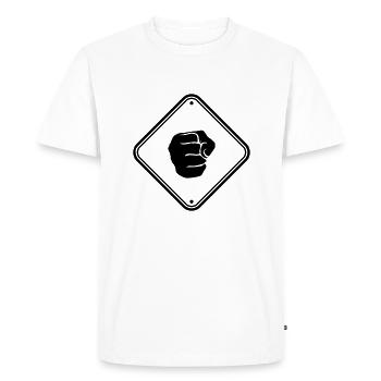 caution beating sign warning alert zone eight - Men's Premium Organic T-Shirt - white - Front - Nico (187cm)