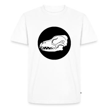 Crâne de loup | Wolf Skull | Tête de mort Chien - T-shirt Premium bio Homme - blanc - Devant - Nico (187cm)