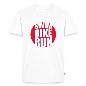 round circle logo swim bike run text triathlon sport - Men's Premium Organic T-Shirt - white - Front - Nico (187cm)