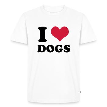 J'adore les chiens - T-shirt Premium bio Homme - blanc - Devant - Nico (187cm)