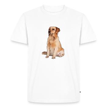 Labrador Golden Retriver chien assis place cadeau - T-shirt Premium bio Homme - blanc - Devant - Nico (187cm)
