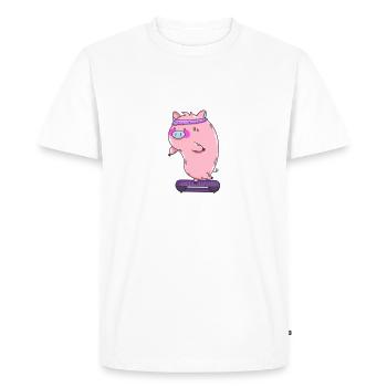 Course de porc - T-shirt Premium bio Homme - blanc - Devant - Nico (187cm)