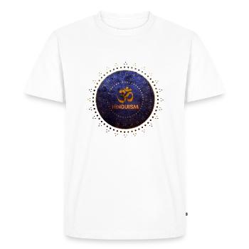 Hindouisme om symbole or violet - T-shirt Premium bio Homme - blanc - Devant - Nico (187cm)