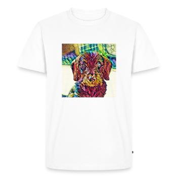 Art de chiot teckel à poil dur - T-shirt Premium bio Homme - blanc - Devant - Nico (187cm)