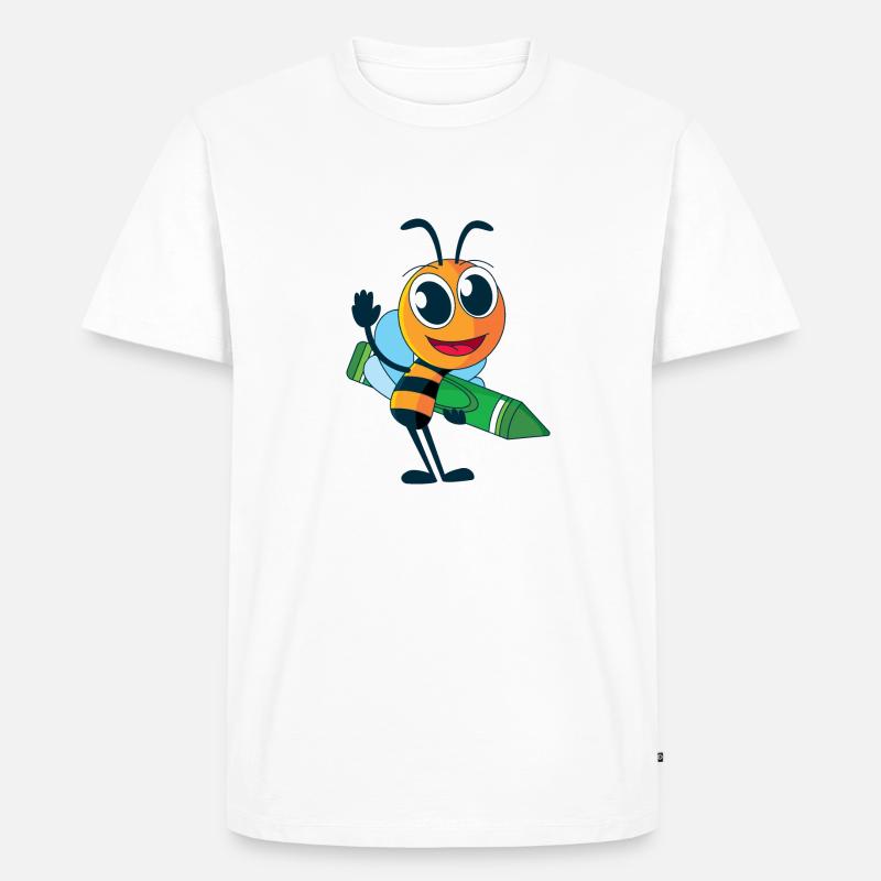 Biene mit Wachsmalstift - Männer Premium Bio T-Shirt - Weiß