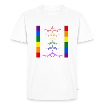 avions arc-en-ciel - T-shirt Premium bio Homme - blanc - Devant - Nico (187cm)